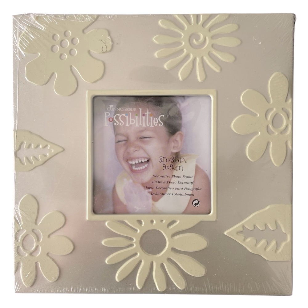 CONNOISSEUR Picture Frame Table Top Square Silver Green Floral